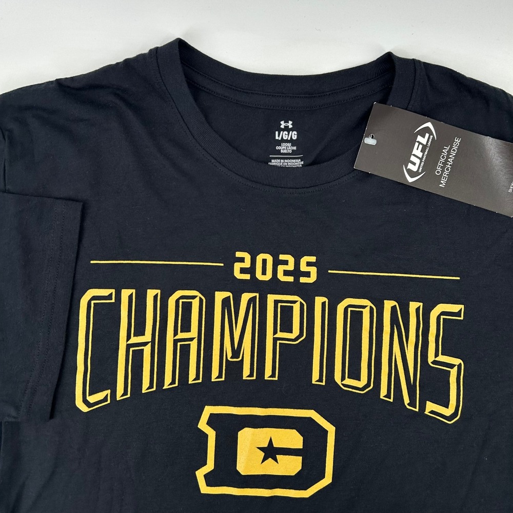 Under Armour T-Shirt Mens Large Black UFL DC Defenders 2025 Champions NWT